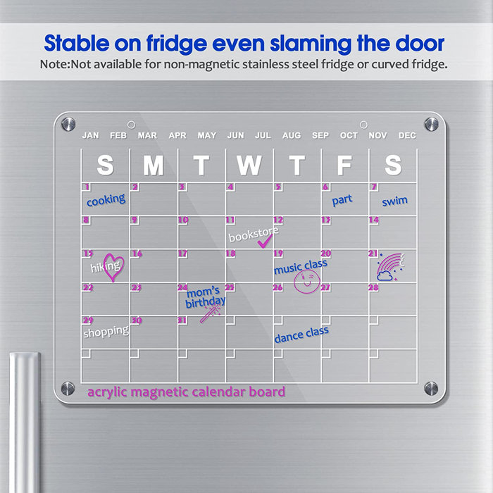 BTY Acrylic Magnetic Dry Erase Board Adhesive Calendar Planner Board